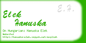 elek hanuska business card